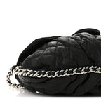 Washed Lambskin Quilted Medium Chain Around Messenger Black