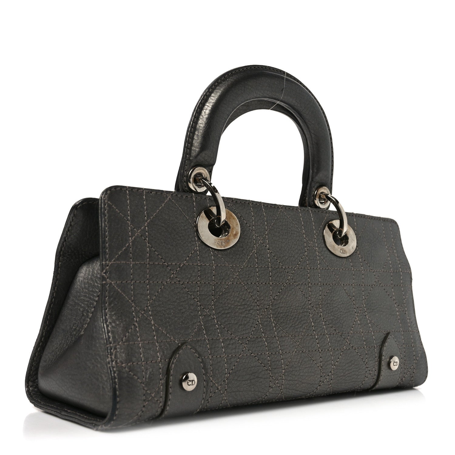 Metallic Calfskin Cannage Stitched Small East West Lady Dior Bronze