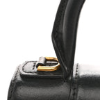 Shiny Box Calfskin Hourglass Top Handle Bag XS Black
