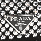 Satin Crystal Metal Triangle Logo Mini Crossbody Bag Cristal