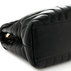 Calfskin Y Quilted Monogram Medium Loulou Chain Satchel Black