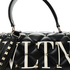 Lambskin VLTN Print Candystud Top Handle Bag Black