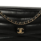 Lambskin Chevron Quilted Wallet On Chain WOC Black