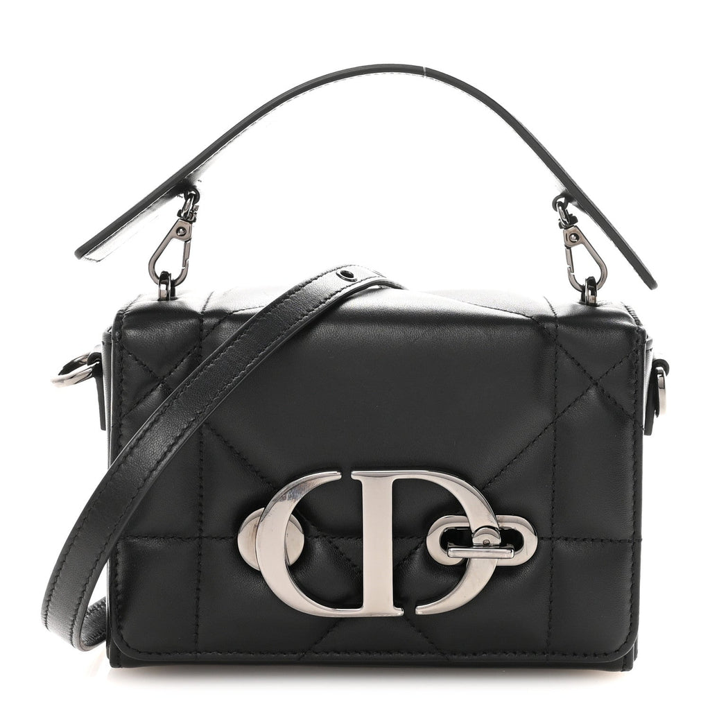 Lambskin Maxi Cannage Small 30 Montaigne Chain Top Handle Bag Black