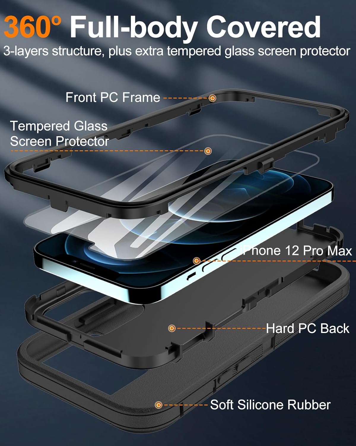Entronix Bundle Compatible with iPhone 13 Pro - Heavy Duty Case & 1 Clear Screen Protector