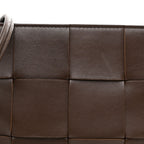 Lambskin Maxi Intrecciato Mini Cassette Crossbody Pouch Brown