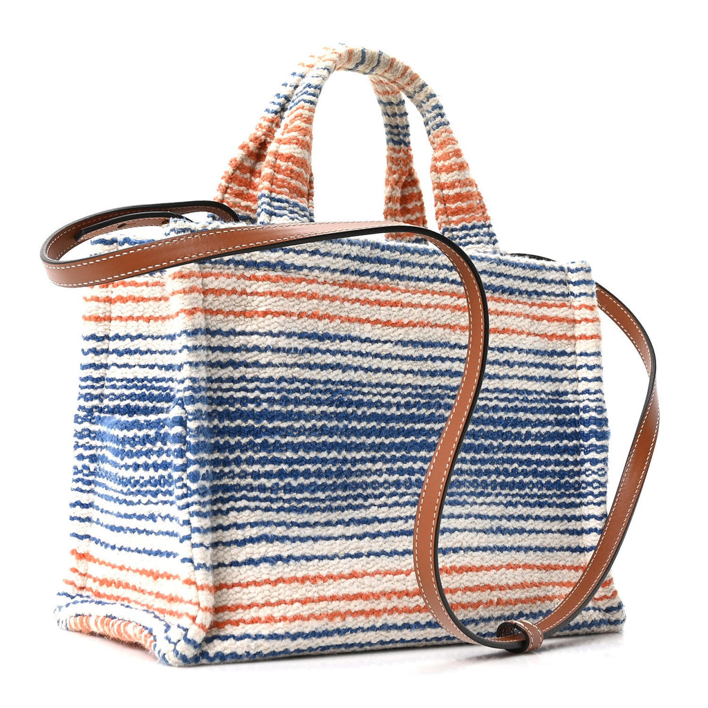 Canvas Calfskin Striped Triomphe Small Cabas Thais Multicolor