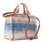 Canvas Calfskin Striped Triomphe Small Cabas Thais Multicolor