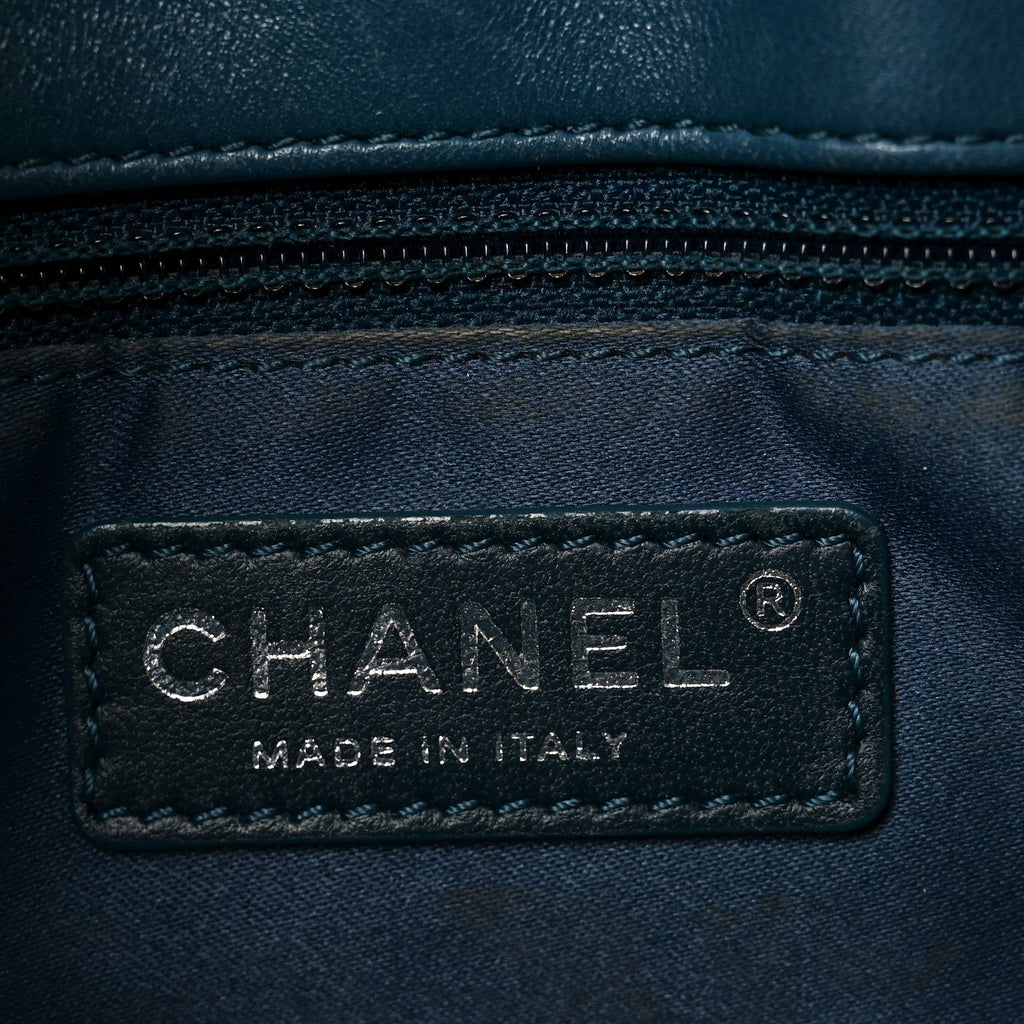 Lambskin Quilted Easy Carry Shopping Tote Blue