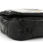 Nappa Metal Quilted Small Patchwork System Flap Bag Black