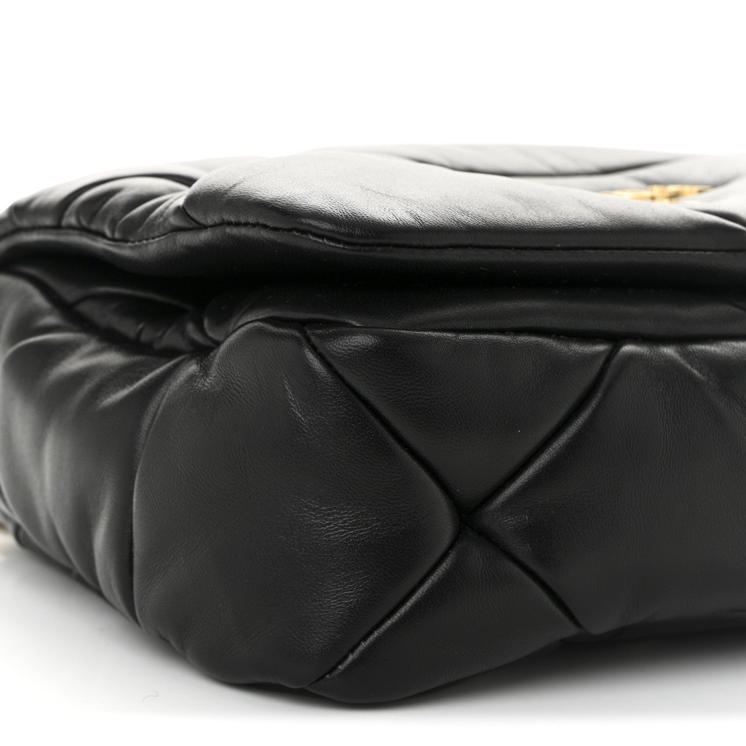 Nappa Metal Quilted Small Patchwork System Flap Bag Black