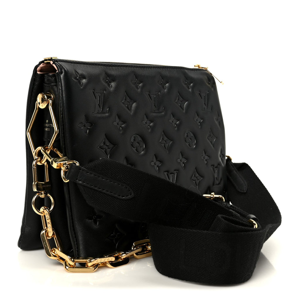 Lambskin Embossed Monogram Coussin PM Black