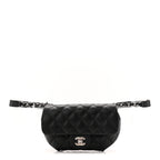 Calfskin Quilted CC Uniform Flap Belt Bag Black
