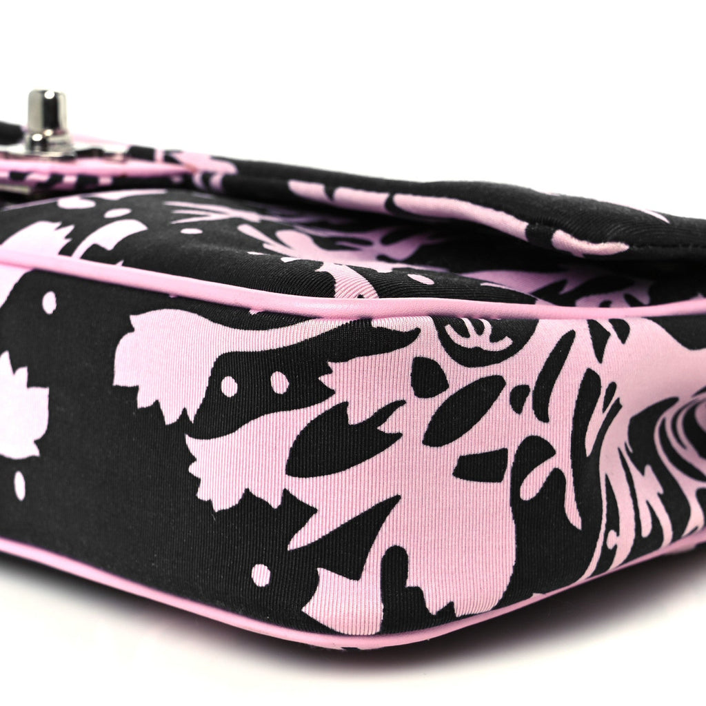 Printed Fabric East West Flap Black Pink