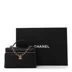 Caviar Quilted Top Handle Slim Vanity With Chain Black