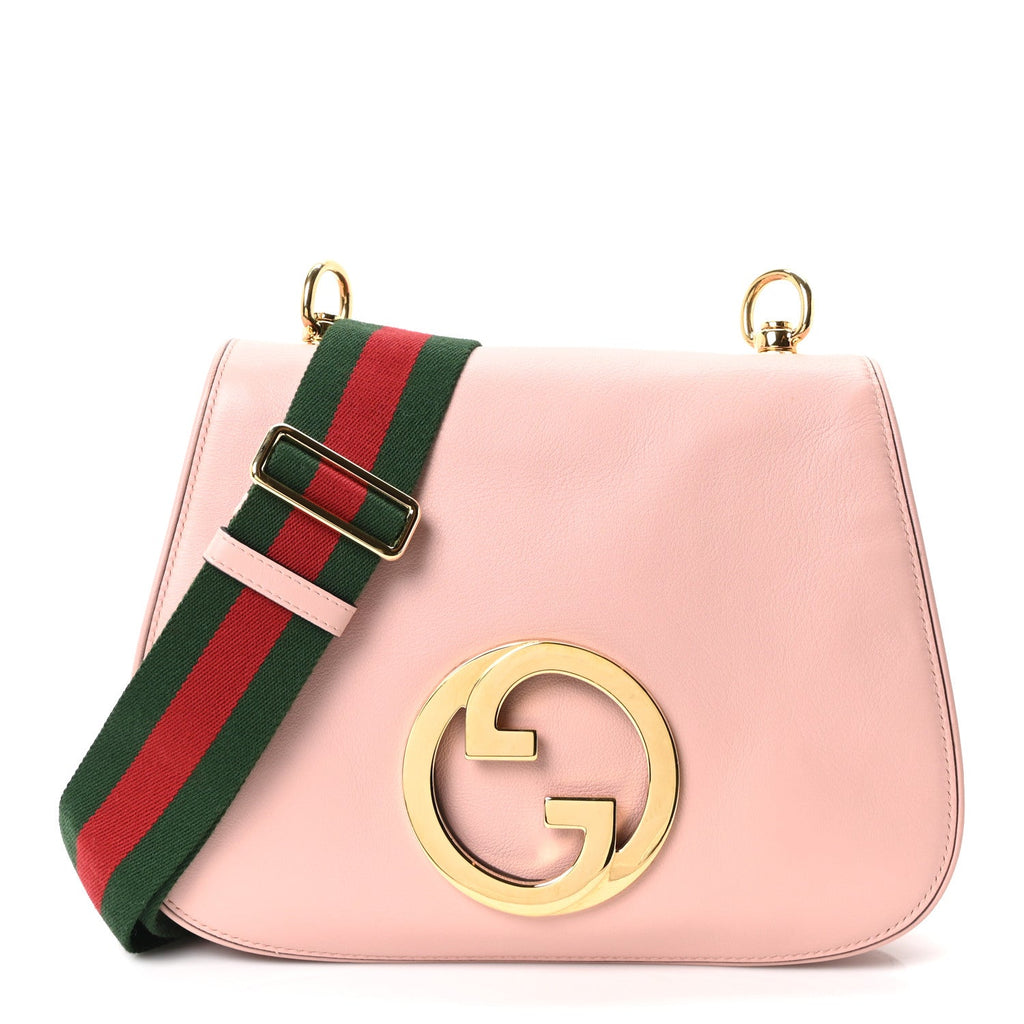 Roxy Calfskin Web Medium Blondie Top Handle Shoulder Flap Bag Powder Pink