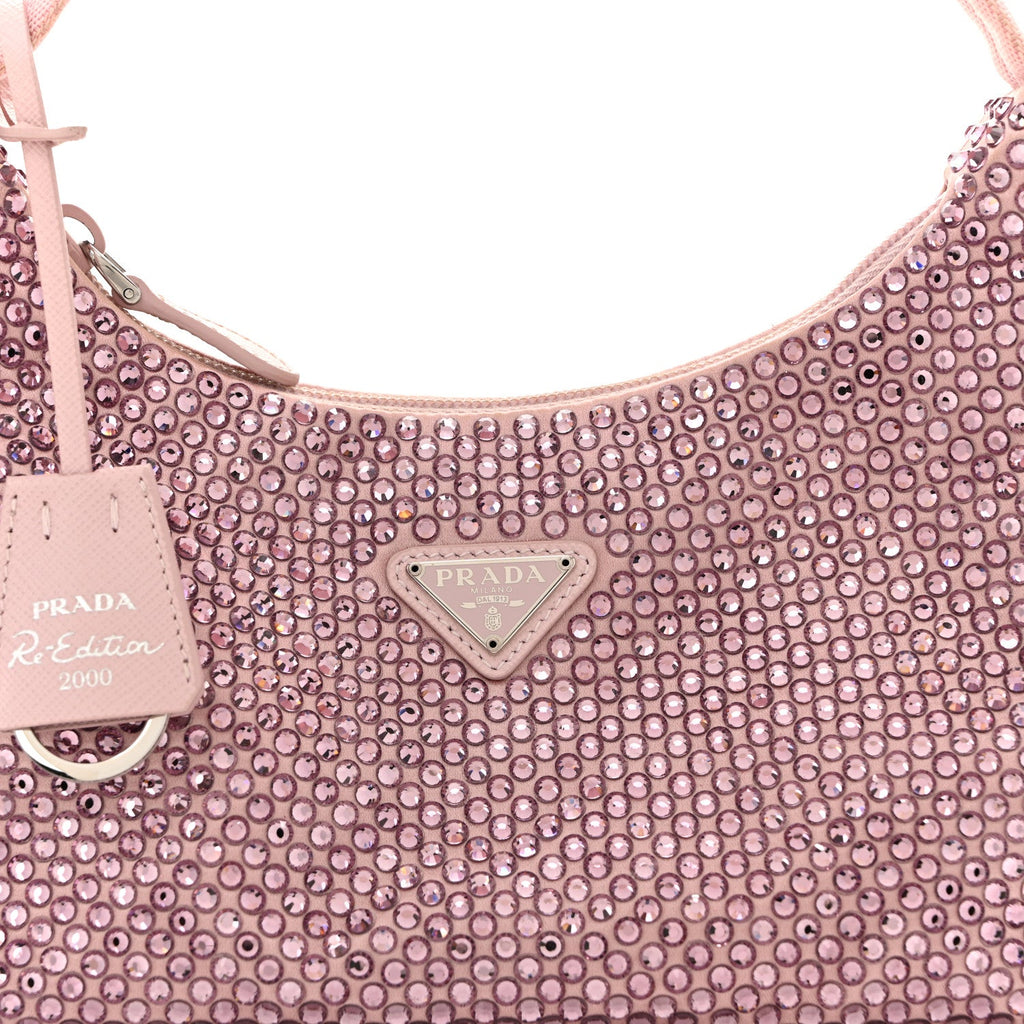 Satin Crystal Mini Re-Edition 2000 Bag Alabastro