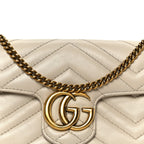 Calfskin Matelasse Super Mini GG Marmont Shoulder Bag White