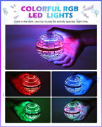 Gold Magic Flying Orb Ball with Lights,Cool Stuff Gadgets Birthday Gifts Toys for Boy Girl Teens,Helicopter Mini Drone for Kids,Hover Boomerang Ball,Flying Spinner