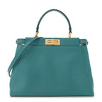 Vitello Morgan Fabric Jacquard Pequin Medium Peekaboo Iconic Satchel Lago Tobacco Black