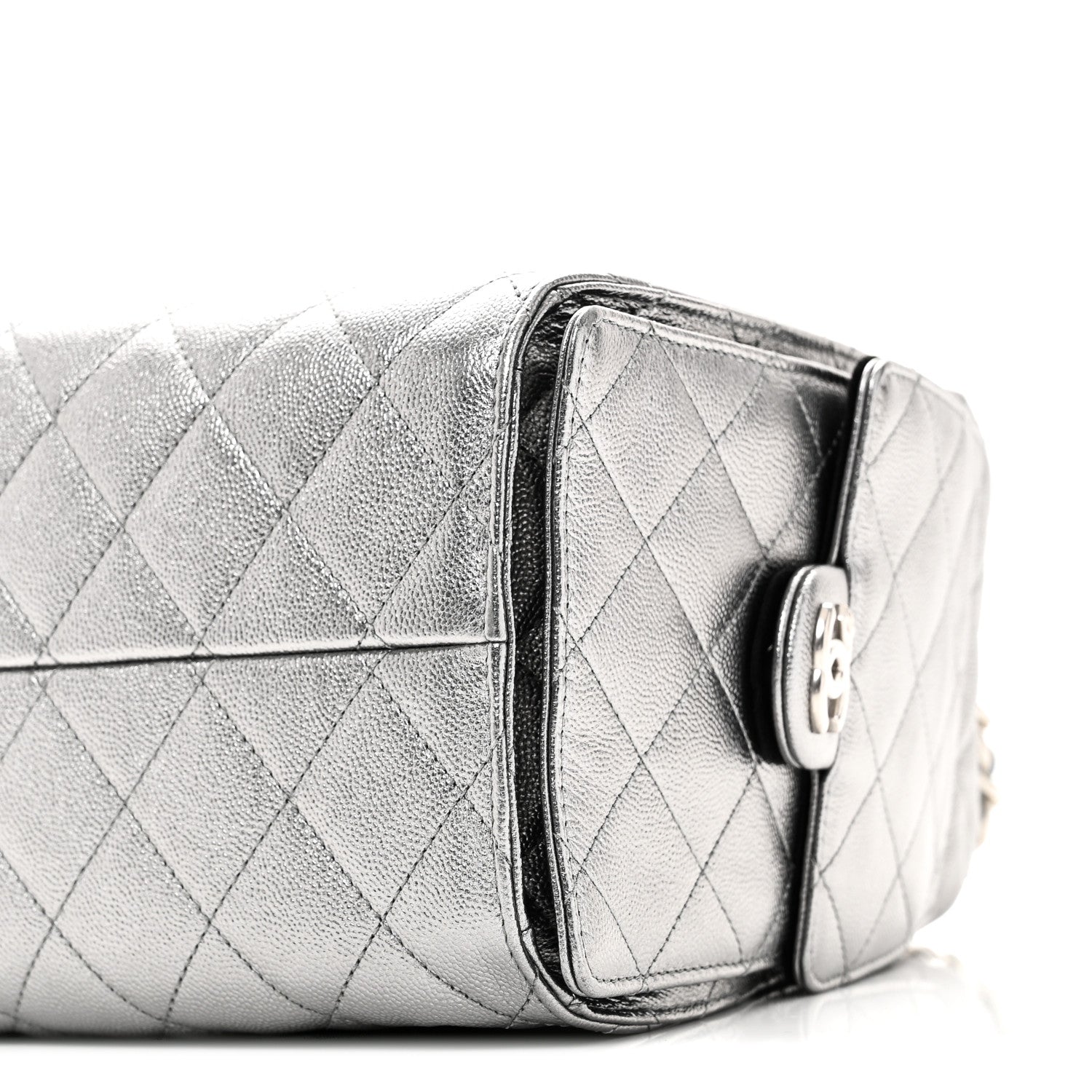 Metallic Caviar Quilted Small Chanel 25 Handbag Anthracite