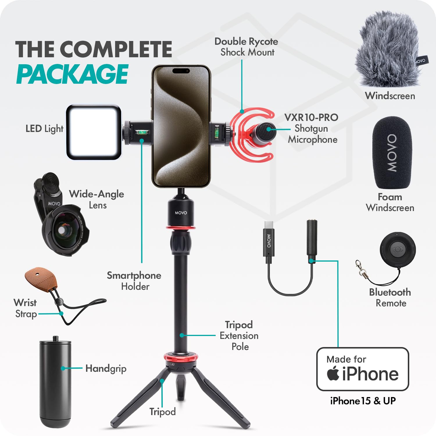 Movo iVlog1-IP Vlogging Kit for iPhone 15 and up