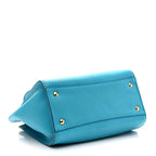 Hammered Calfskin Double Handle Small Amy Tote Turquoise