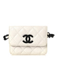 Caviar Quilted My Everything Belt Flap Card Holder White
