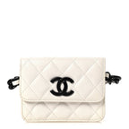 Caviar Quilted My Everything Belt Flap Card Holder White