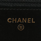 Lambskin Quilted Trendy CC Wallet On Chain WOC Black
