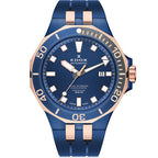 Edox Automatic Watch Delfin Diver Blue Rose Gold 43mm