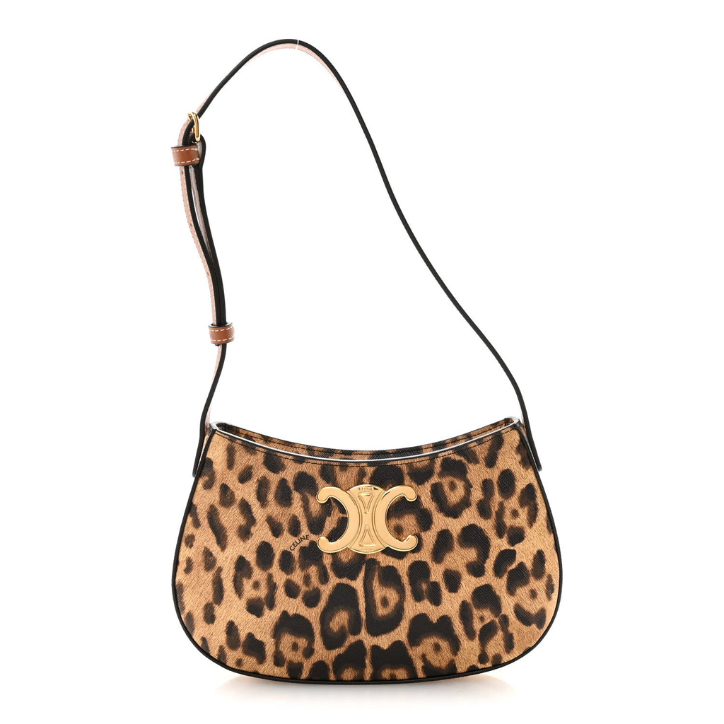 Canvas Calfskin Medium Tilly Triomphe Shoulder Bag Leopard