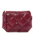Paper Calfskin Maxi Intrecciato Padded Pouch Clutch Amaranto