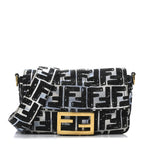 X JOSHUA VIDES Nylon FF Cloudy Mini Belt Baguette Bag White Celeste Black