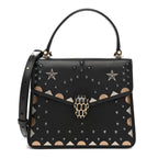 Calfskin Studded Serpenti Forever Top Handle Black