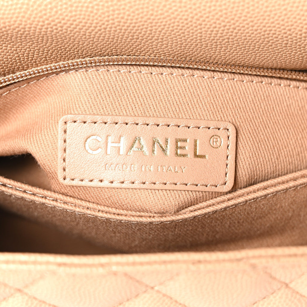 Caviar Quilted Mini Coco Handle Flap Beige