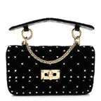 Velvet Small Rockstud Spike Shoulder Bag Black