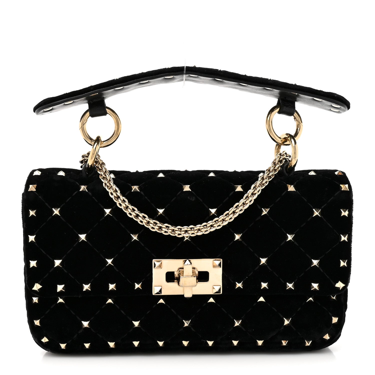 Velvet Small Rockstud Spike Shoulder Bag Black