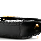 Grain De Poudre Textured Mixed Matelasse Triquilt Small Monogram Satchel Black