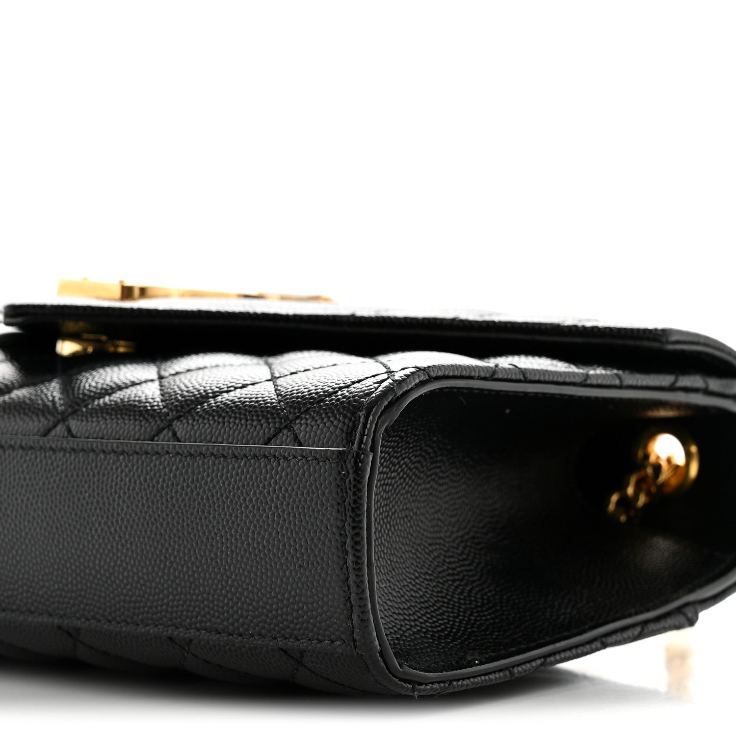 Grain De Poudre Textured Mixed Matelasse Triquilt Small Monogram Satchel Black