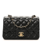 Lambskin Quilted Mini Rectangular Flap Black