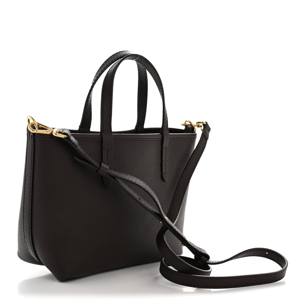 Grainy Calfskin Mini Reversible Tote Peat Sand