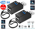 2 Pcs 3 Port USB 3.0 Hub Portable High Speed Splitter Box For PC Notebook Laptop