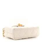 Shiny Aged Calfskin Quilted Mini Nano Kelly Shopper White