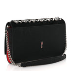 Suede Glitter Calfskin Embellished Paloma Clutch Black