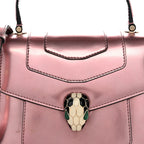 Metallic Calfskin Serpenti Forever Top Handle Rose Quartz
