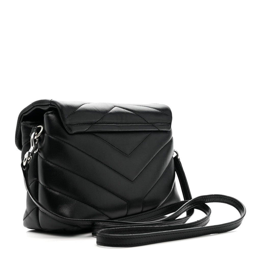 Calfskin Y Quilted Monogram Toy Loulou Crossbody Bag Black