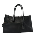 Calfskin Intrecciato Large Pinacoteca Reversible Tote Black