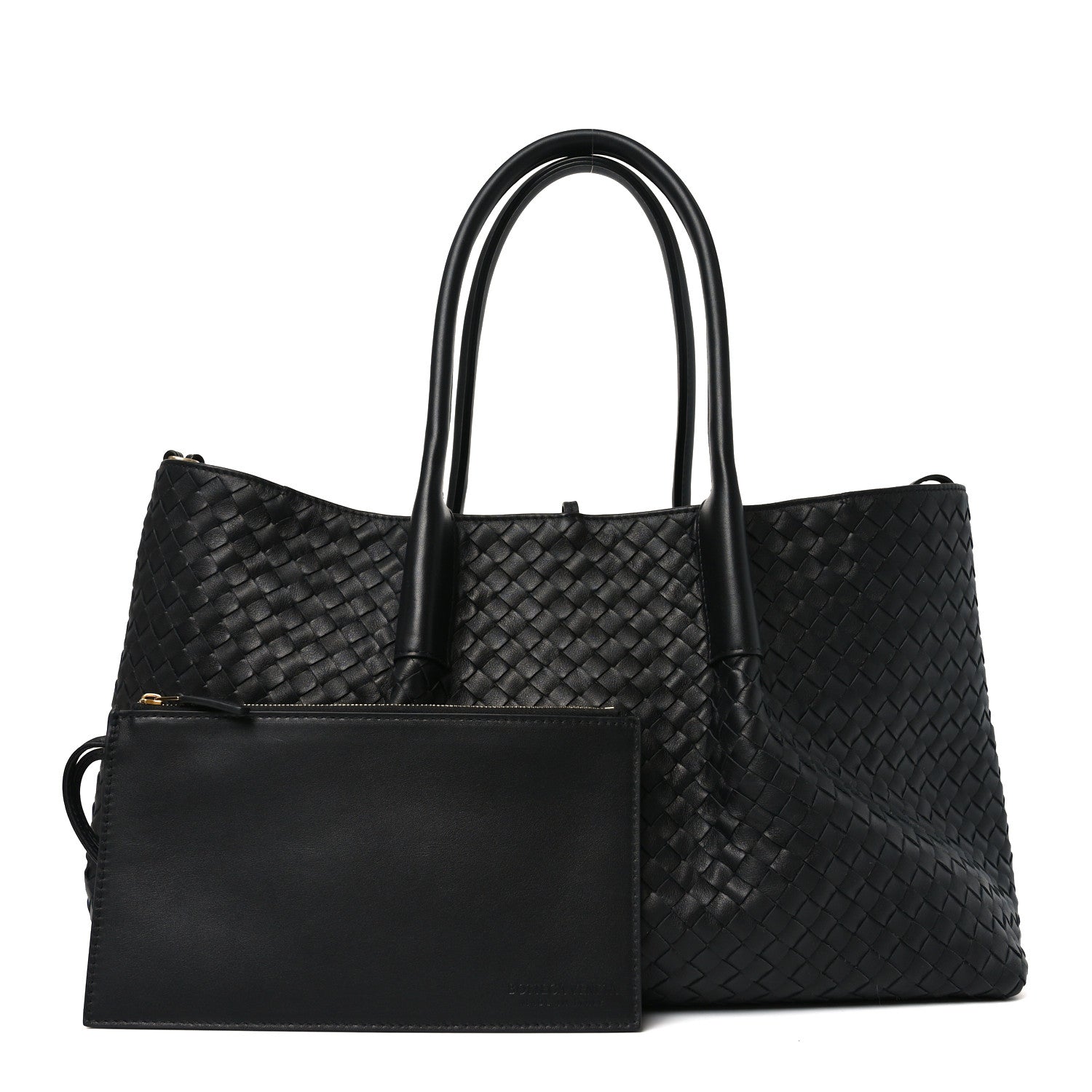 Calfskin Intrecciato Large Pinacoteca Reversible Tote Black