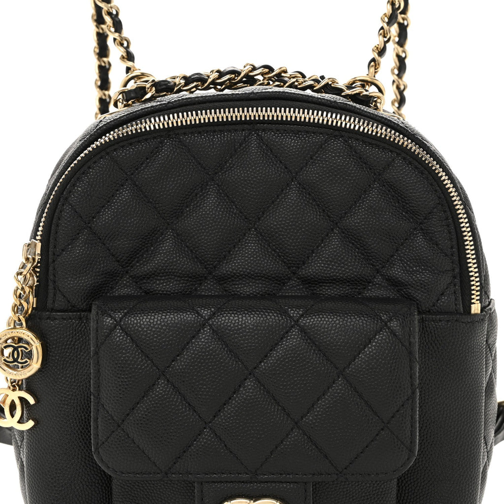 Caviar Quilted Small CC Day Backpack Black